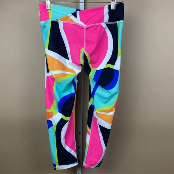 FABLETICS Small 80’s Style Neon Geo Print Active Leggings Y2K Funky Vibrant - Picture 5 of 6
